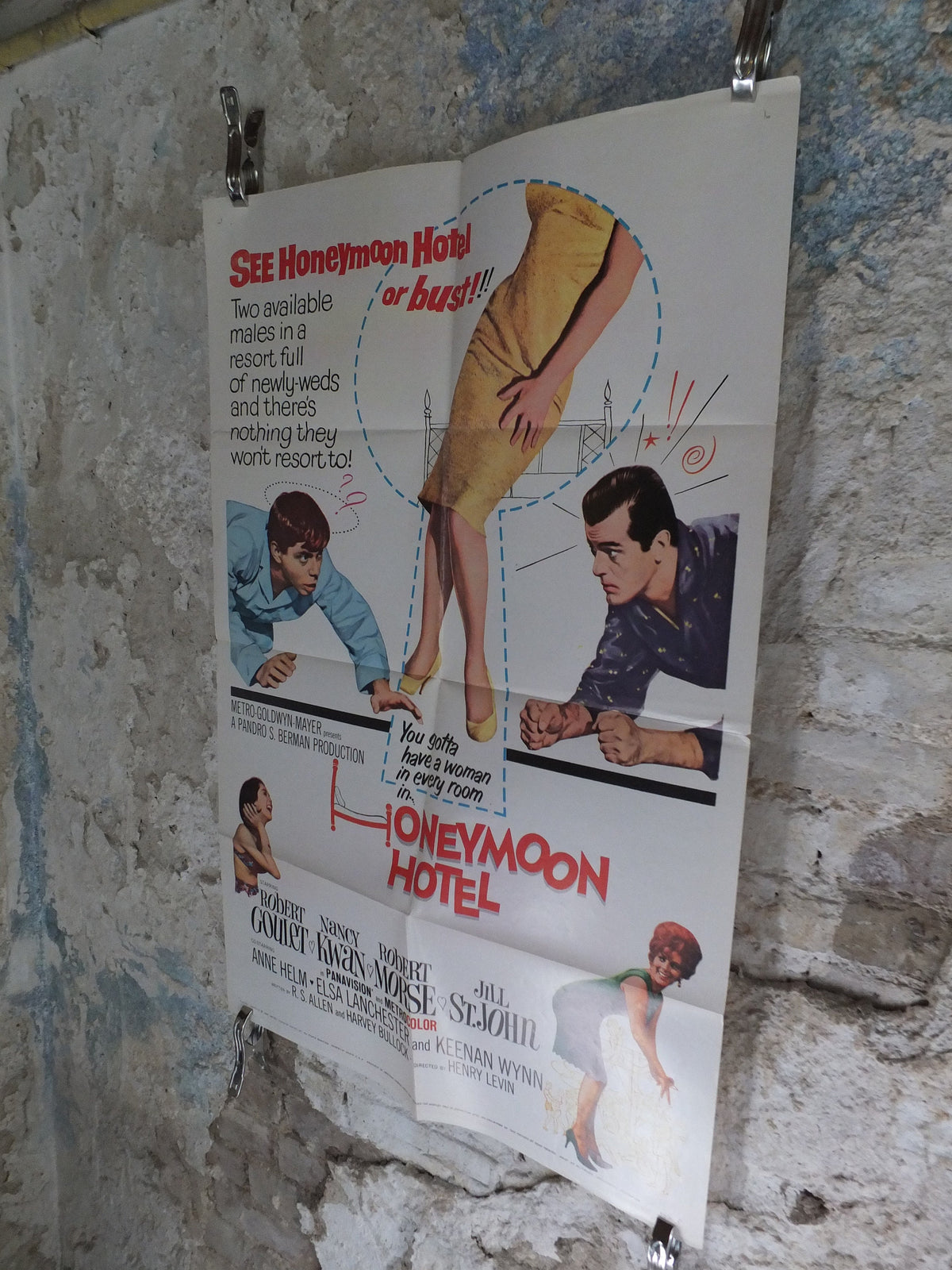 Original Vintage Movie Poster Honeymoon Hotel 1964 1960s wall art women affair lust lewd stag wedding US one sheet cinema film memorabilia