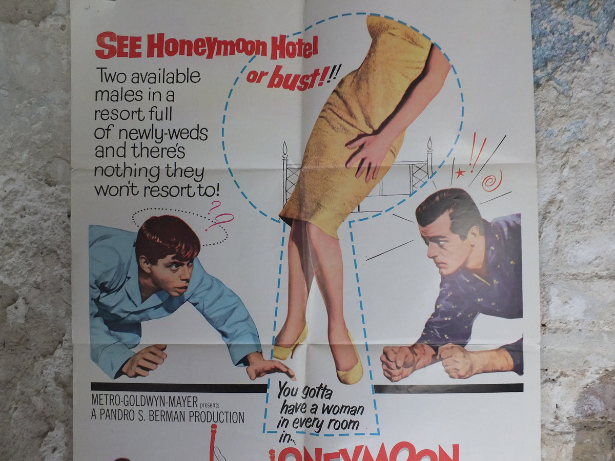 Original Vintage Movie Poster Honeymoon Hotel 1964 1960s wall art women affair lust lewd stag wedding US one sheet cinema film memorabilia