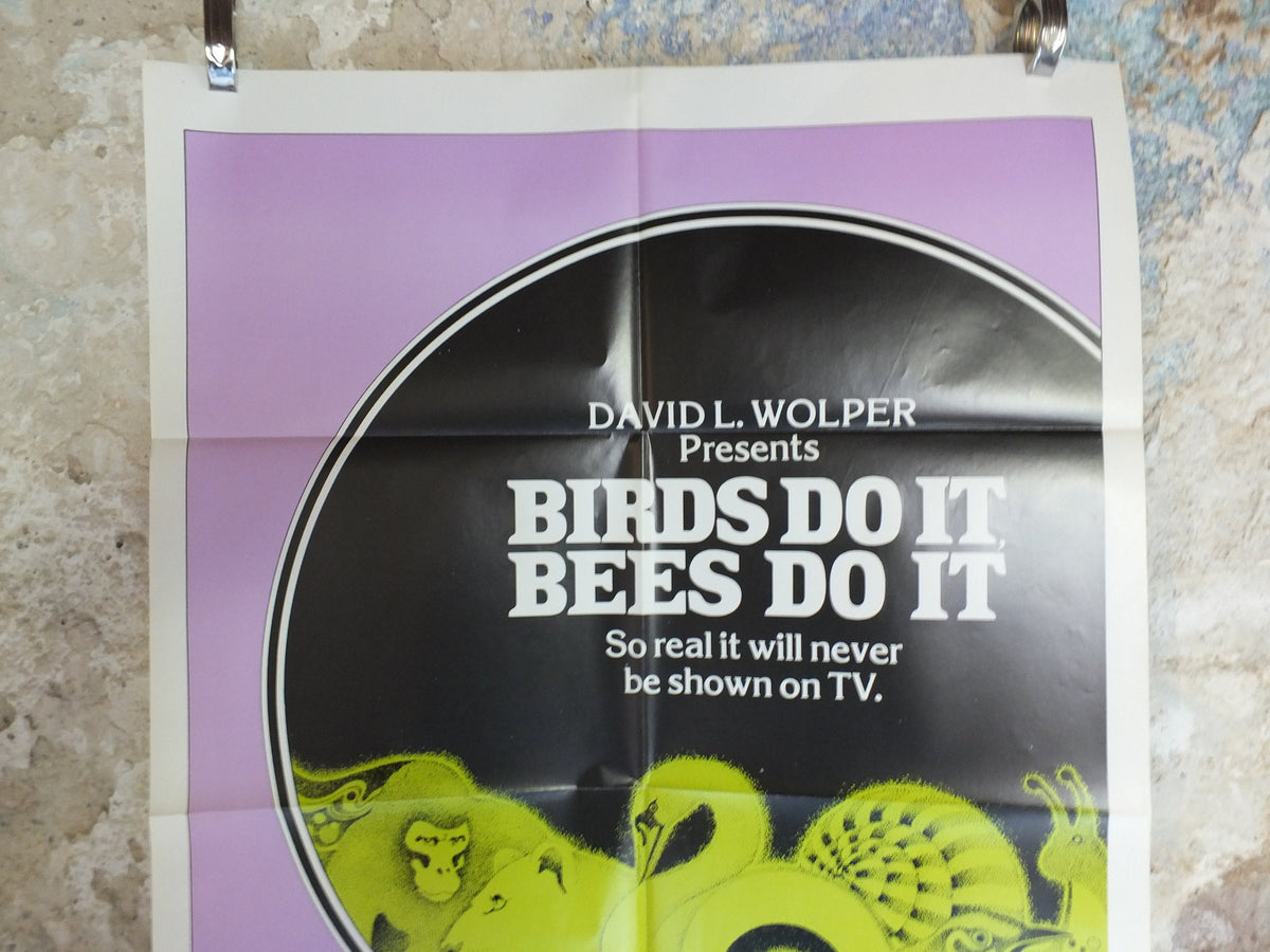 Original Vintage Movie Poster Birds do it Bees do it 1974 1970s wall art animals mating documentary US one sheet cinema film memorabilia
