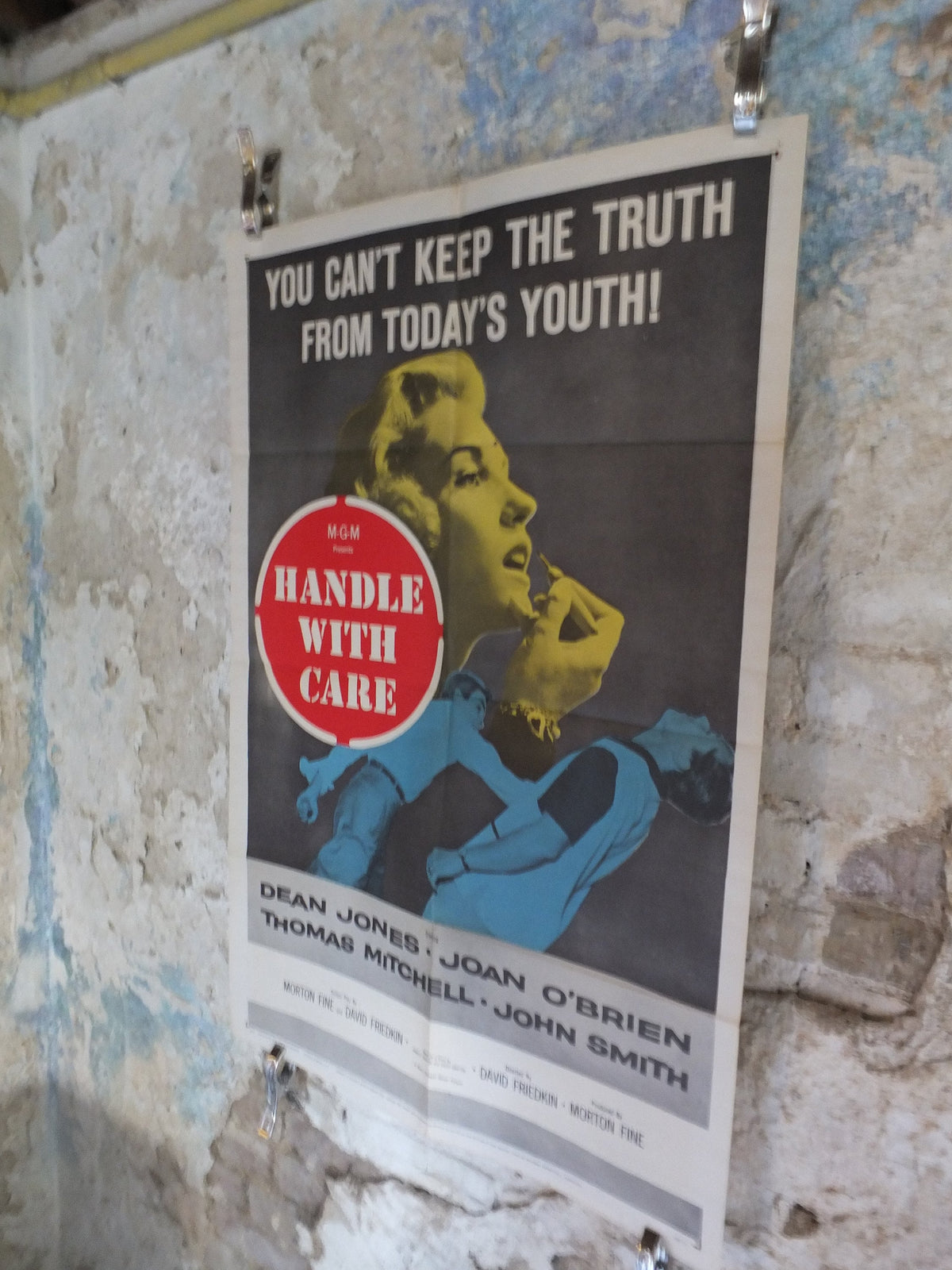 Original Vintage Movie Poster Handle with Care 1958 1950s wall art keep truth from youth lipstick punch US one sheet cinema film memorabilia