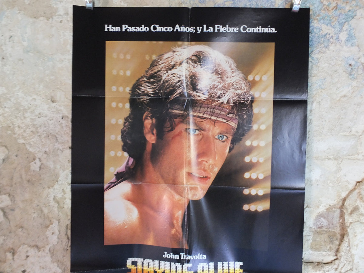 Original Vintage Movie Poster Staying Alive 1980s wall art John Travolta Spanish Saturday Night Fever US one sheet cinema film memorabilia