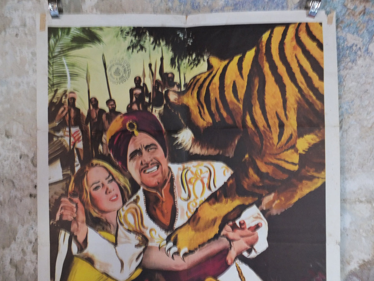 Original Vintage Movie Poster Sandokan the Great 1965 1960s wall art Malaysia India Tiger turban dagger US one sheet cinema film memorabilia