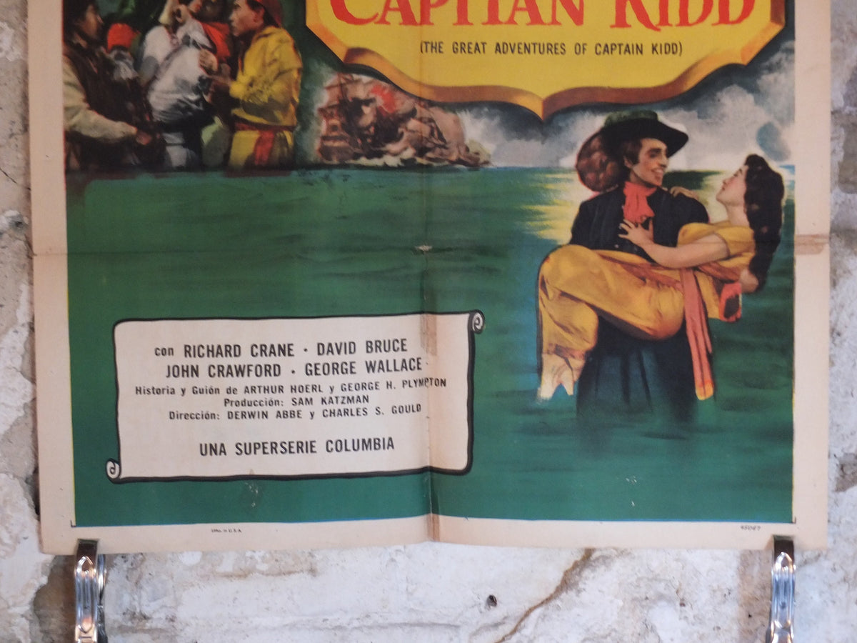 Original Vintage Movie Poster The Great Adventures of Captain Kidd 1953 1950s wall art pirates ship US one sheet cinema film memorabilia