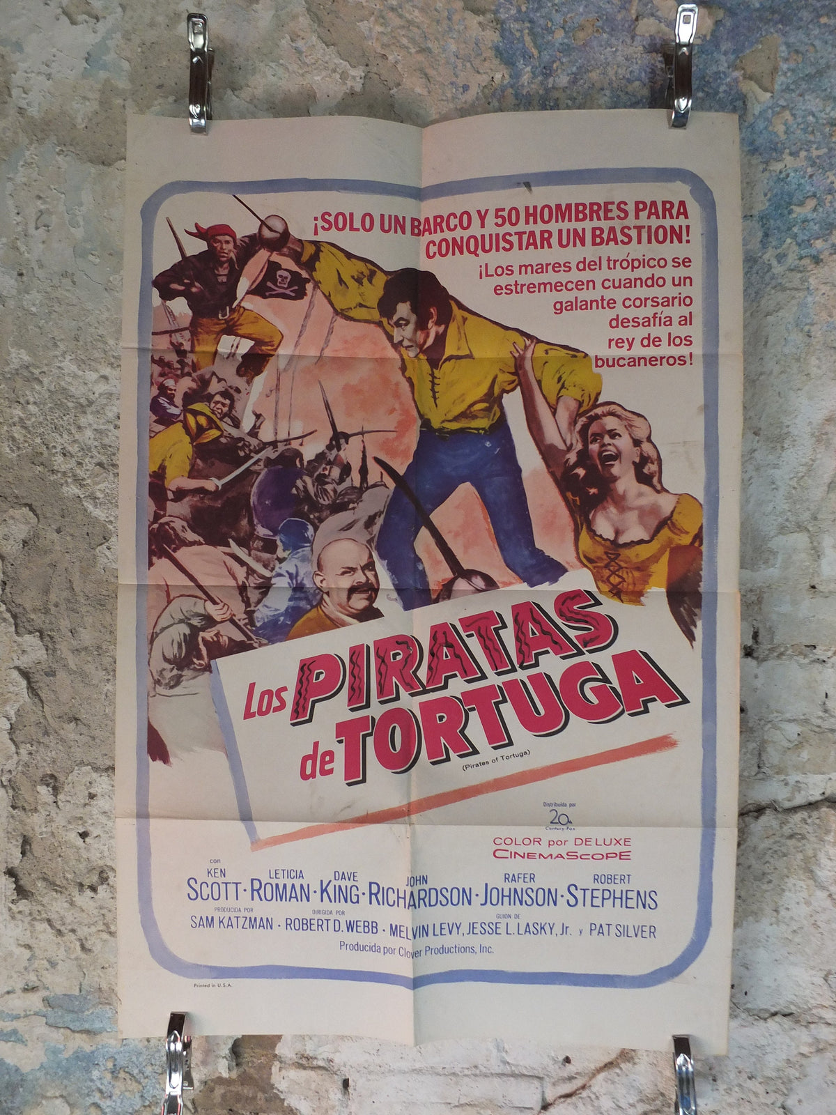 Original Vintage Movie Poster Pirates of Tortuga 1961 1960s wall art buccaneer privateer Caribbean US one sheet cinema film memorabilia