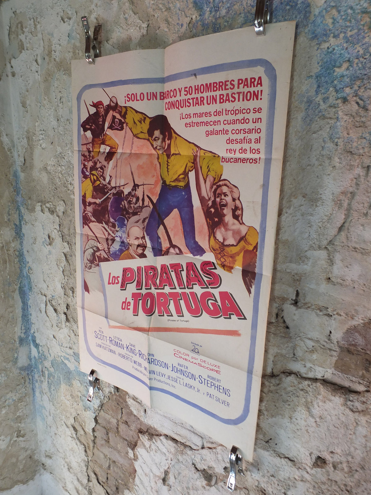 Original Vintage Movie Poster Pirates of Tortuga 1961 1960s wall art buccaneer privateer Caribbean US one sheet cinema film memorabilia