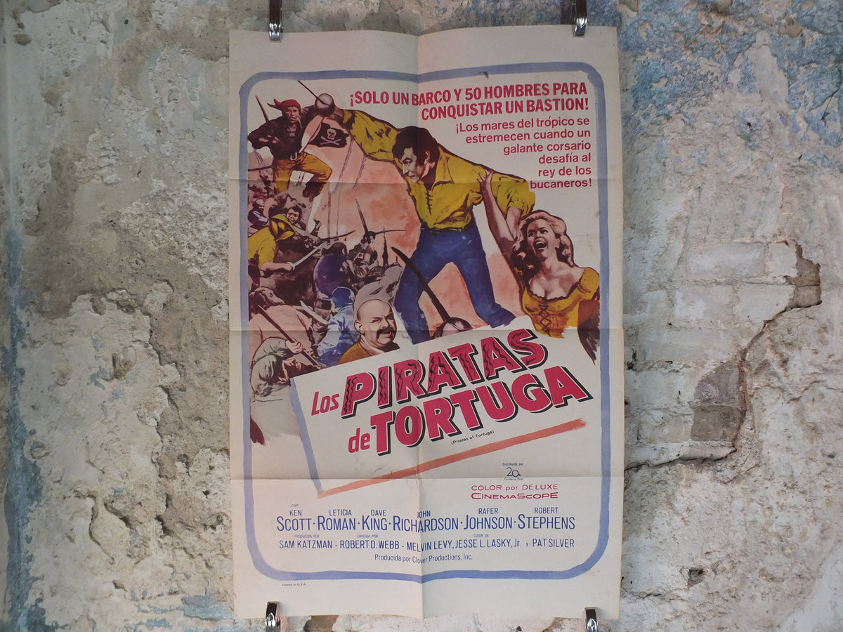 Original Vintage Movie Poster Pirates of Tortuga 1961 1960s wall art buccaneer privateer Caribbean US one sheet cinema film memorabilia