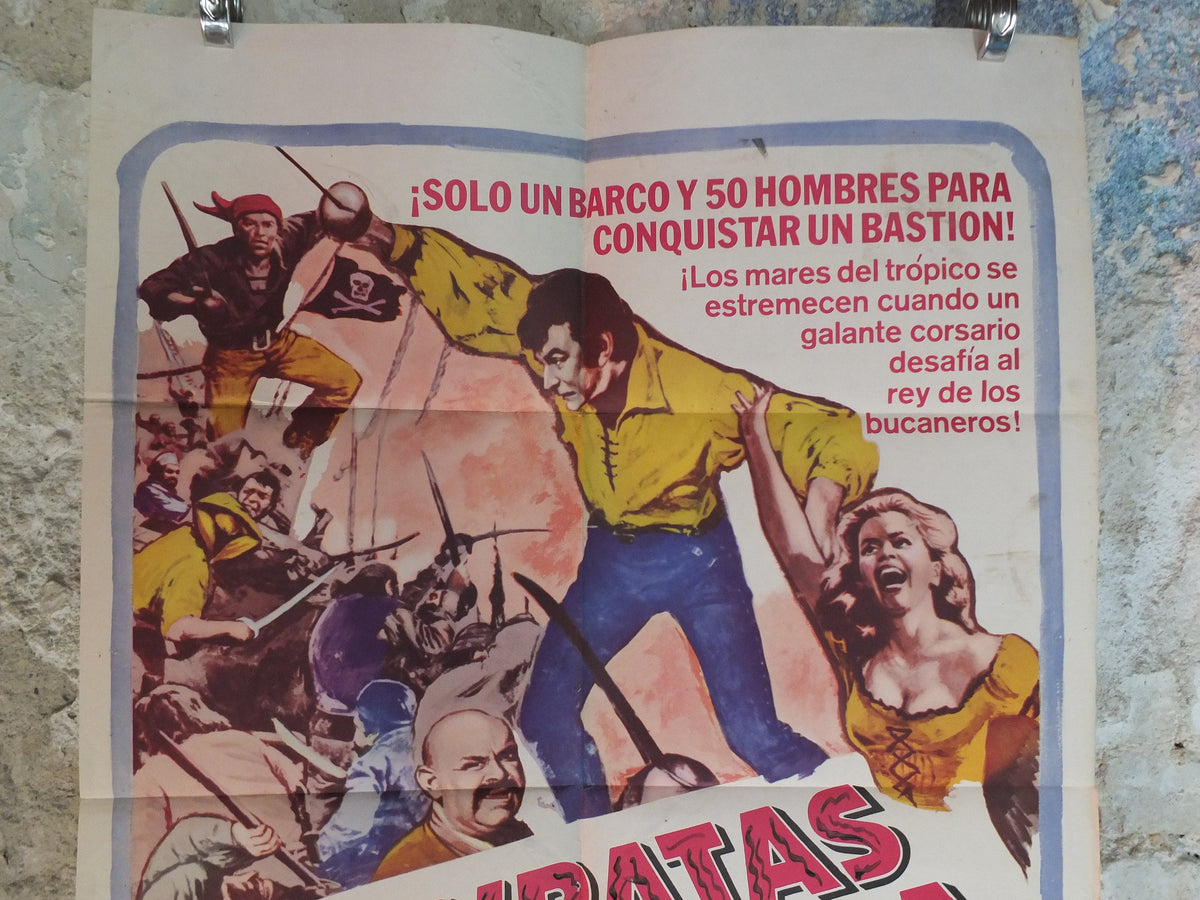 Original Vintage Movie Poster Pirates of Tortuga 1961 1960s wall art buccaneer privateer Caribbean US one sheet cinema film memorabilia