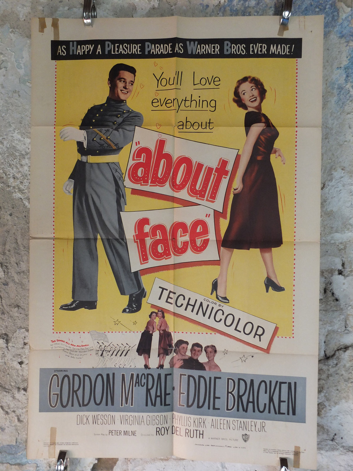 Original Vintage Movie Poster About Face 1952 1950s Gordon McRae soldier military war romance wall art US one sheet cinema film memorabilia