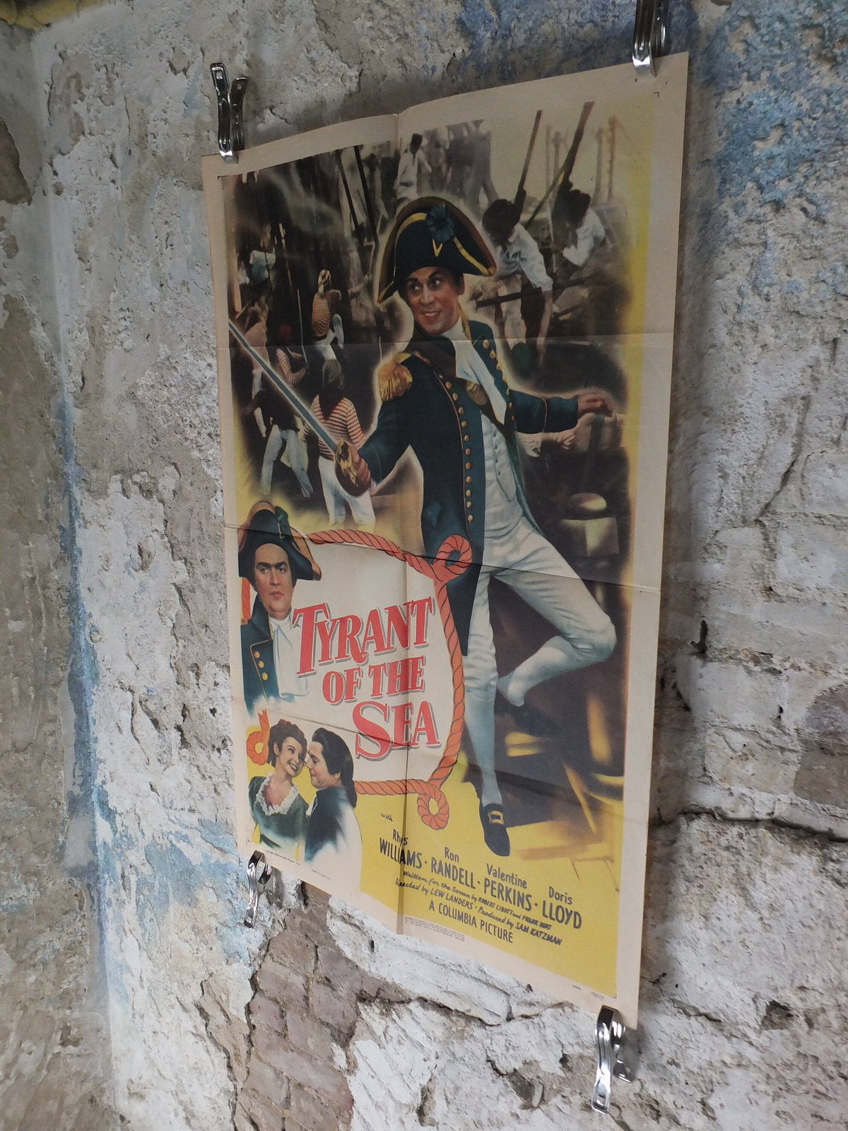 Original Vintage Movie Poster Tyrant of the Sea 1950 1950s british navy Napoleon war sword wall art US one sheet cinema film memorabilia