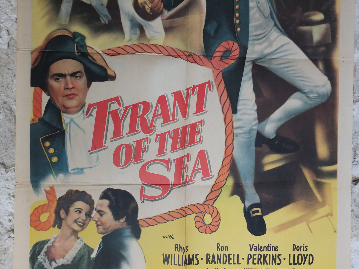 Original Vintage Movie Poster Tyrant of the Sea 1950 1950s british navy Napoleon war sword wall art US one sheet cinema film memorabilia