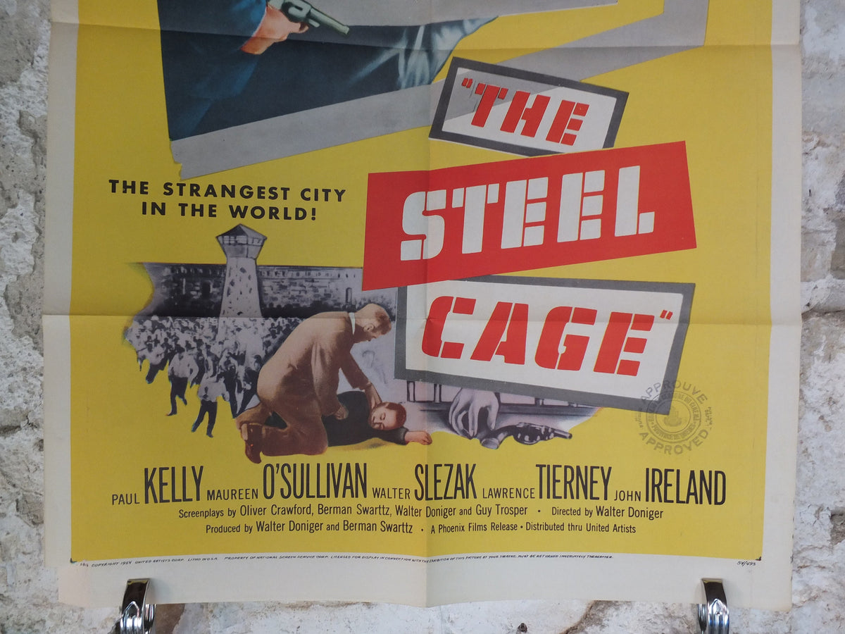 Original Vintage Movie Poster The Steel Cage 1954 1950s San Quentin Prison spiral gun prisoner wall art US one sheet cinema film memorabilia