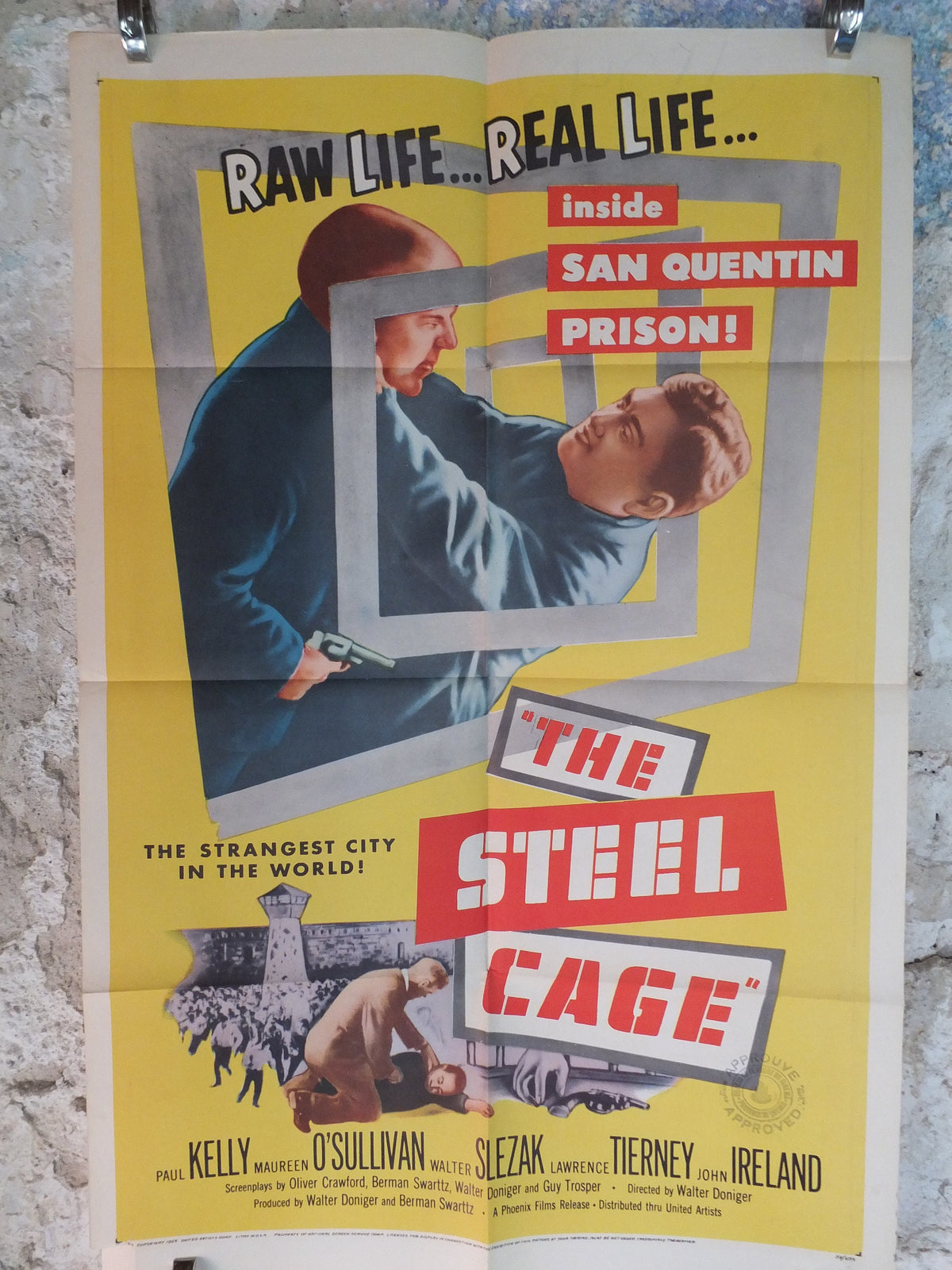 Original Vintage Movie Poster The Steel Cage 1954 1950s San Quentin Prison spiral gun prisoner wall art US one sheet cinema film memorabilia