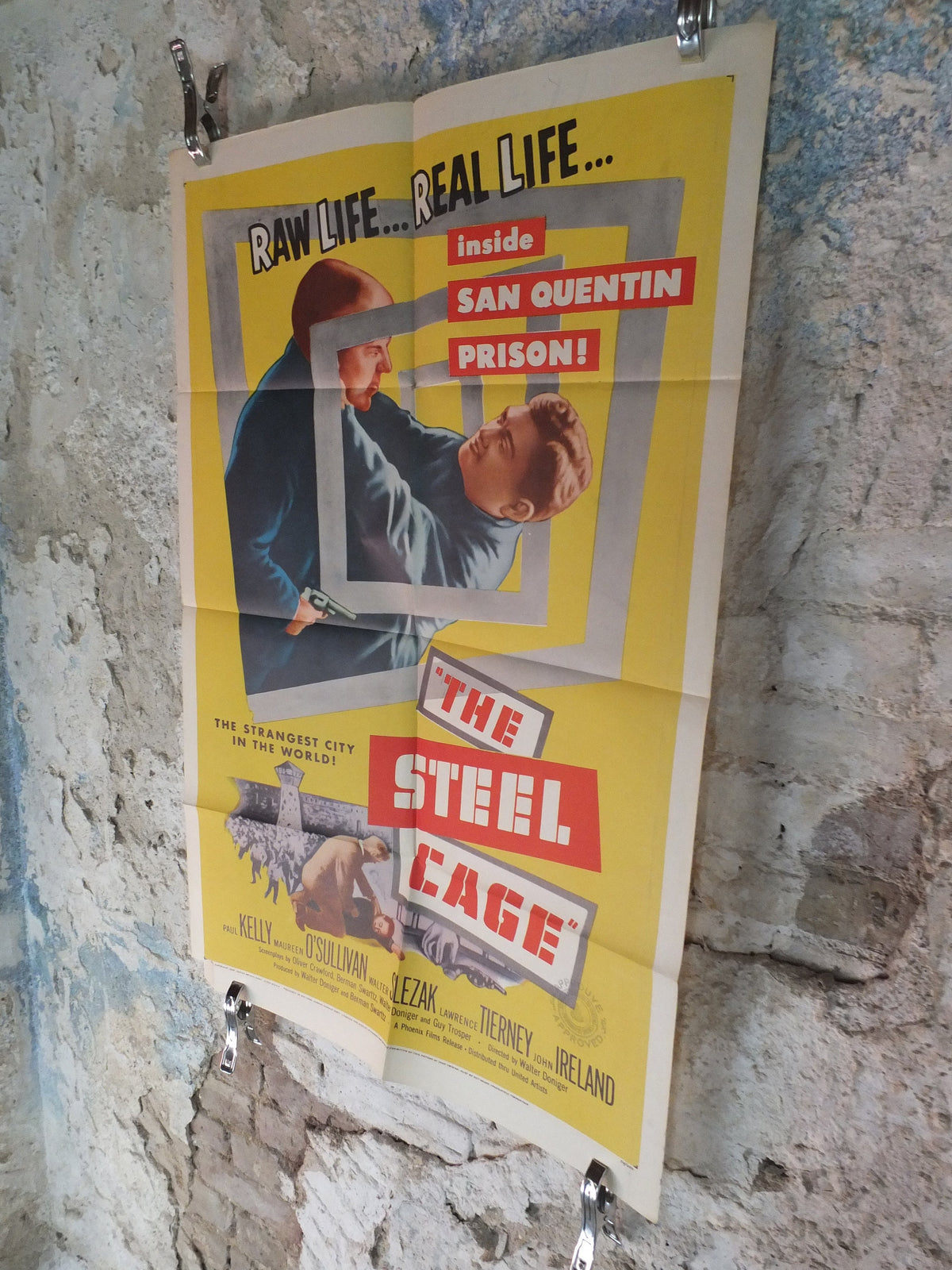 Original Vintage Movie Poster The Steel Cage 1954 1950s San Quentin Prison spiral gun prisoner wall art US one sheet cinema film memorabilia
