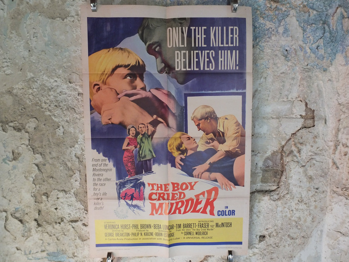 Original Vintage Movie Poster The Boy Cried Murder 1966 1960s wall art killer mystery crime thriller US one sheet cinema film memorabilia