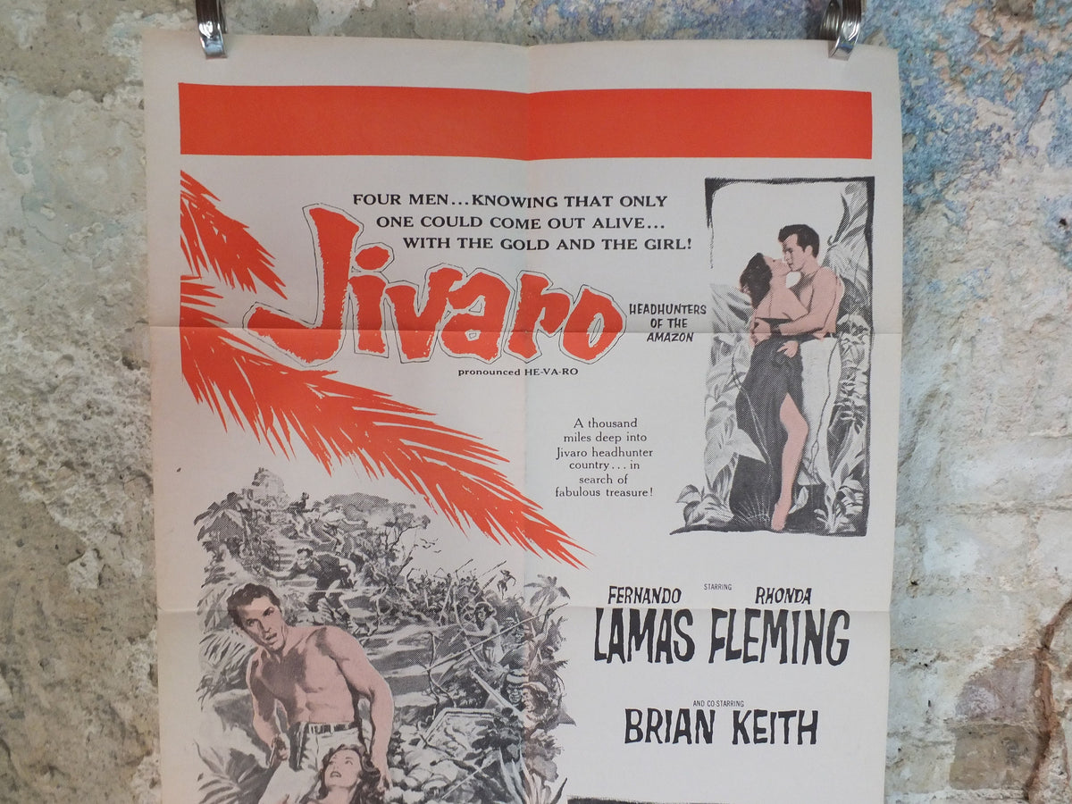 Original Vintage Movie Poster Jivaro 1954 1950s battle action love romance amazon tribe wall art US one sheet cinema film memorabilia