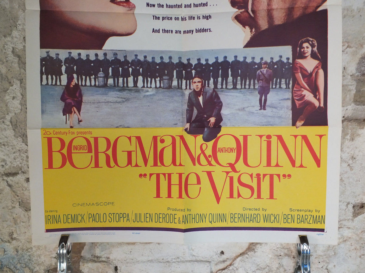 Original Vintage Movie Poster The Visit 1964 1960s wall art Hell hath Fury Ingrid Bergman Anthony Quinn US one sheet cinema film memorabilia