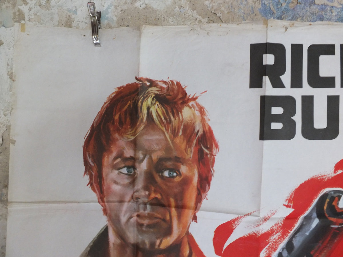 Original Vintage Italian Large Movie Poster Raid on Rommel 1971 Attaco a Rommel Richard Burton monty war libya desert rats wall art 1970s
