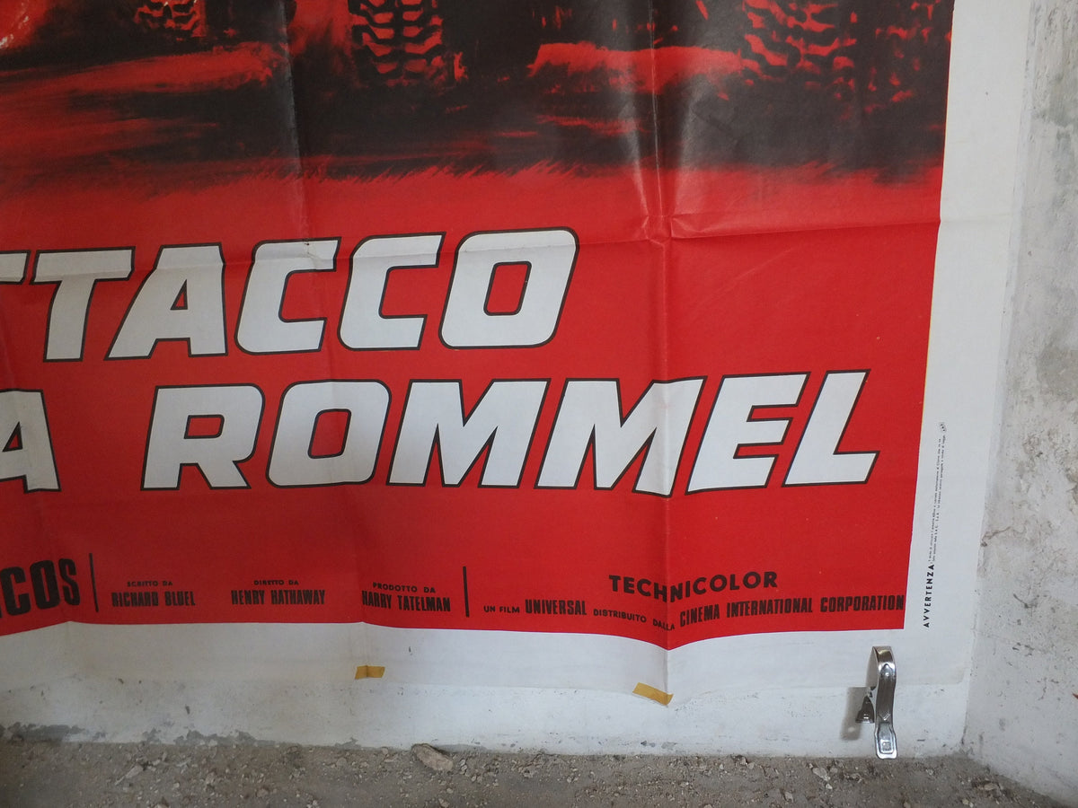 Original Vintage Italian Large Movie Poster Raid on Rommel 1971 Attaco a Rommel Richard Burton monty war libya desert rats wall art 1970s
