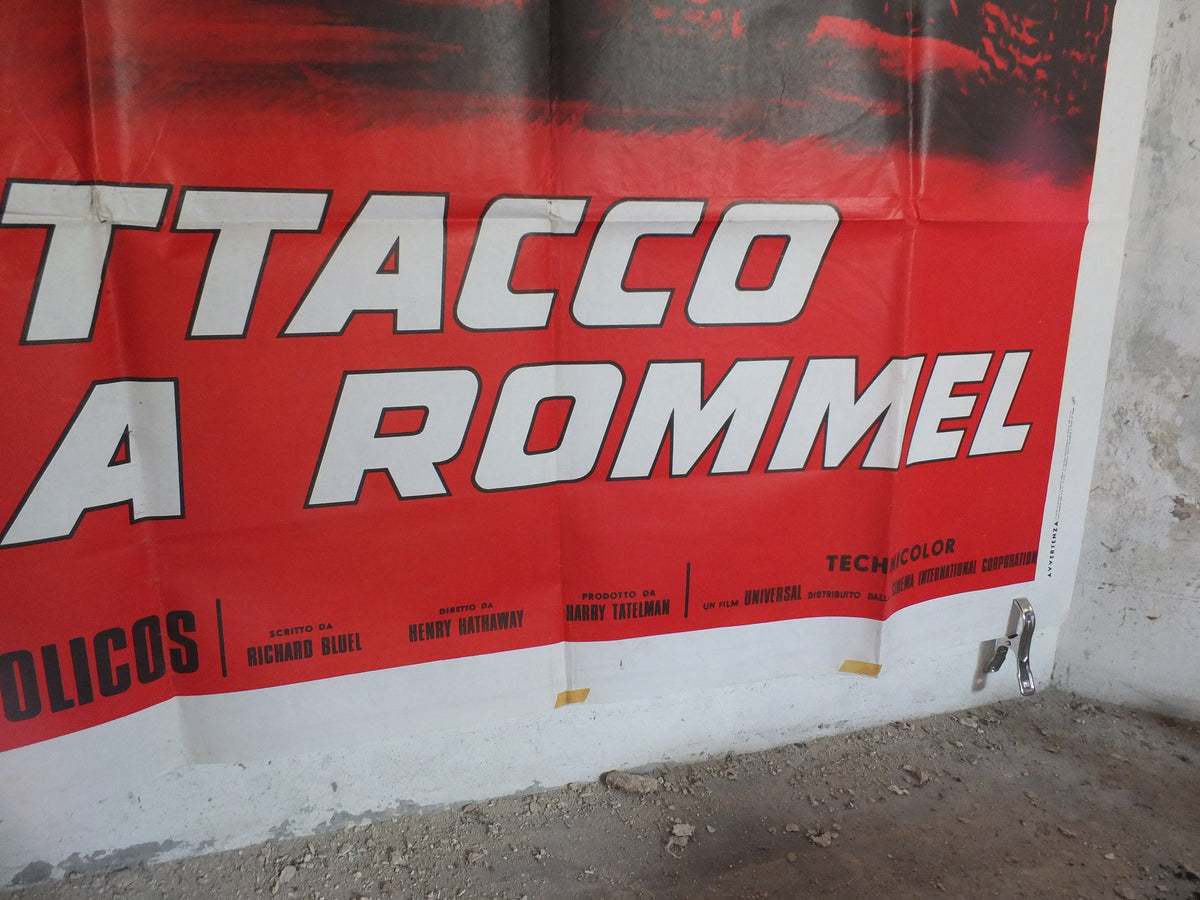 Original Vintage Italian Large Movie Poster Raid on Rommel 1971 Attaco a Rommel Richard Burton monty war libya desert rats wall art 1970s