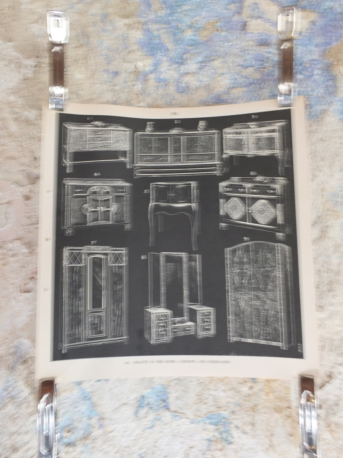 Original Vintage British Macmillan Black and White Educational Poster - Cabinets and Sideboards - Kitchen Dining print wall art 1938 1930s
