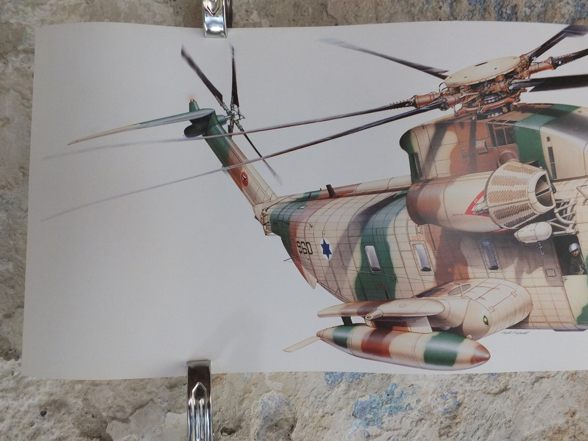 Original Vintage Poster Sikorsky S-65C-3 CH-53D Helicopter by Keith Fretwell military air force airplane aeroplane wall art 1980s