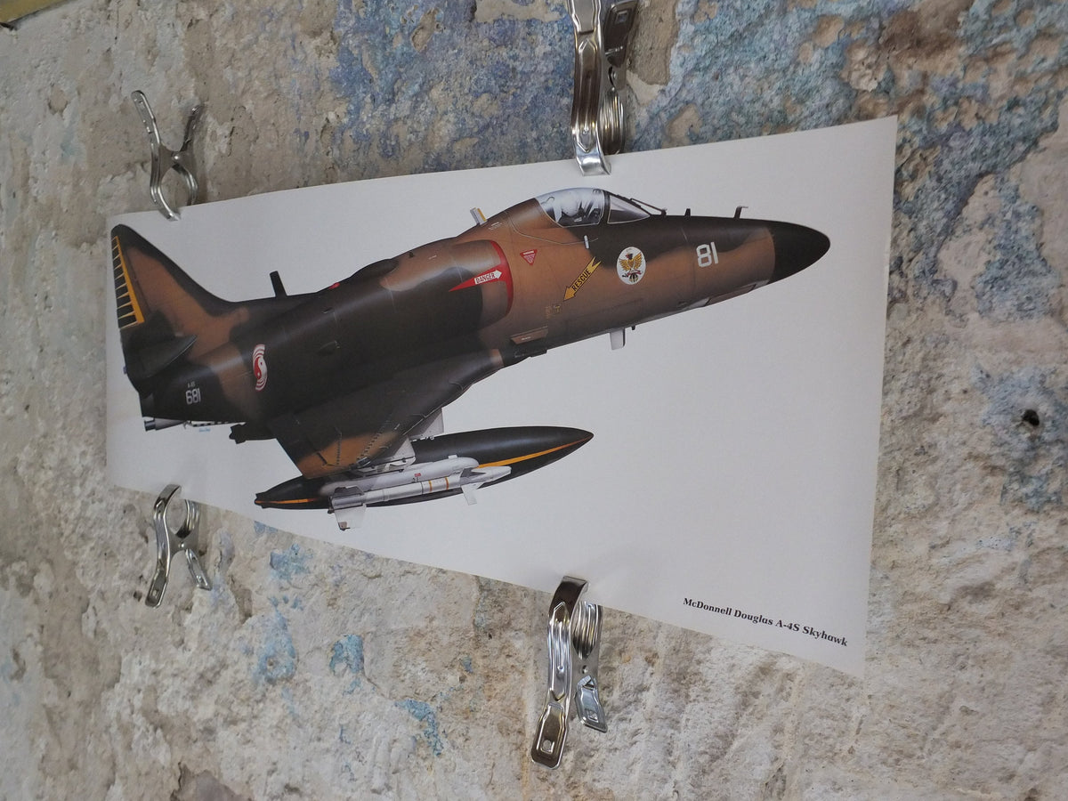 Original Vintage Poster McDonnell Douglas A-4S Skyhawk by Chris Davey military air force airplane aeroplane wall art 1980s