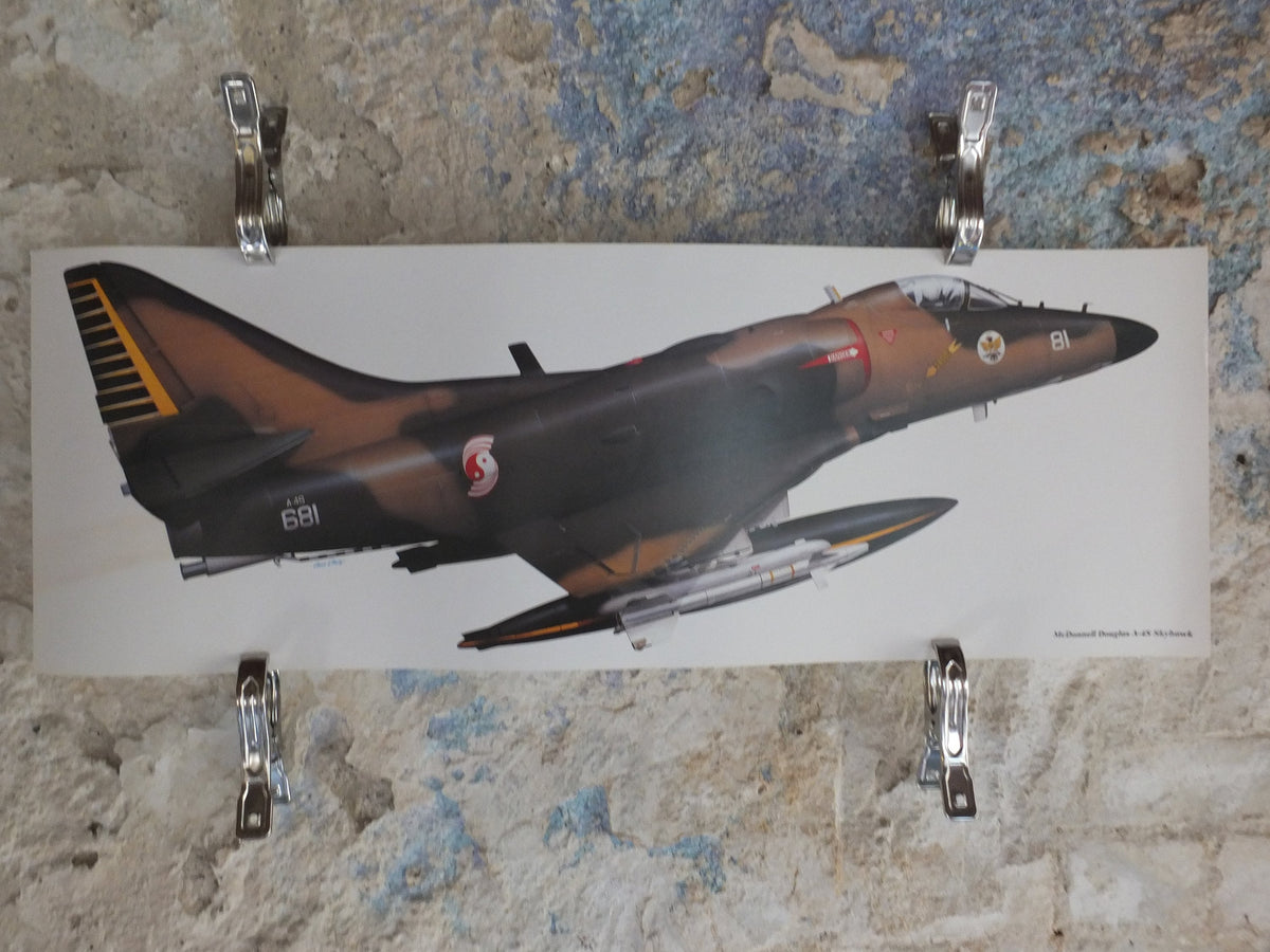 Original Vintage Poster McDonnell Douglas A-4S Skyhawk by Chris Davey military air force airplane aeroplane wall art 1980s