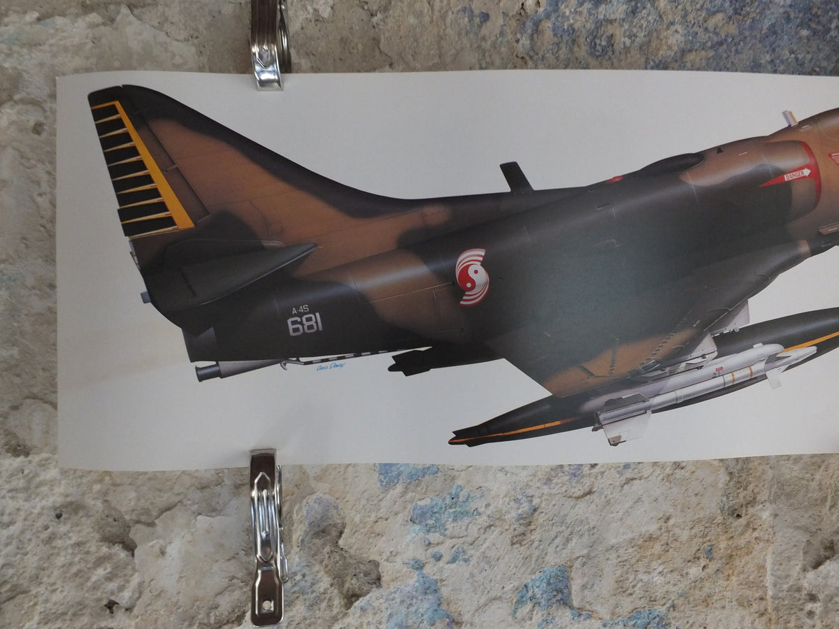 Original Vintage Poster McDonnell Douglas A-4S Skyhawk by Chris Davey military air force airplane aeroplane wall art 1980s