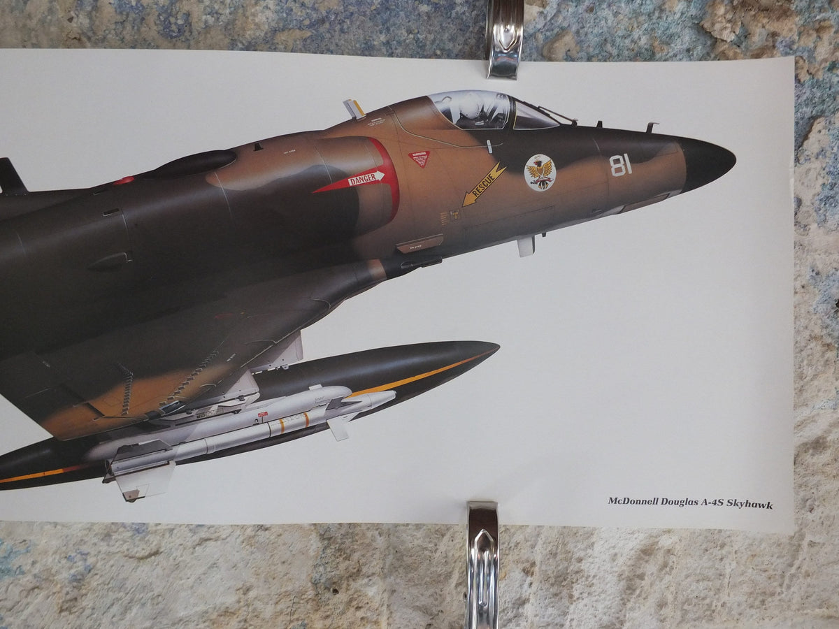 Original Vintage Poster McDonnell Douglas A-4S Skyhawk by Chris Davey military air force airplane aeroplane wall art 1980s