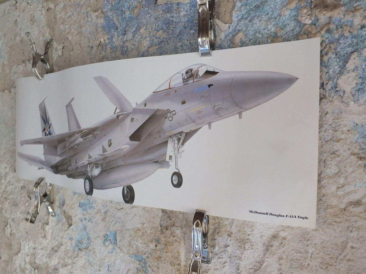 Original Vintage Poster McDonnell Douglas F-15A Eagle by Chris Davey military air force airplane aeroplane wall art 1980s