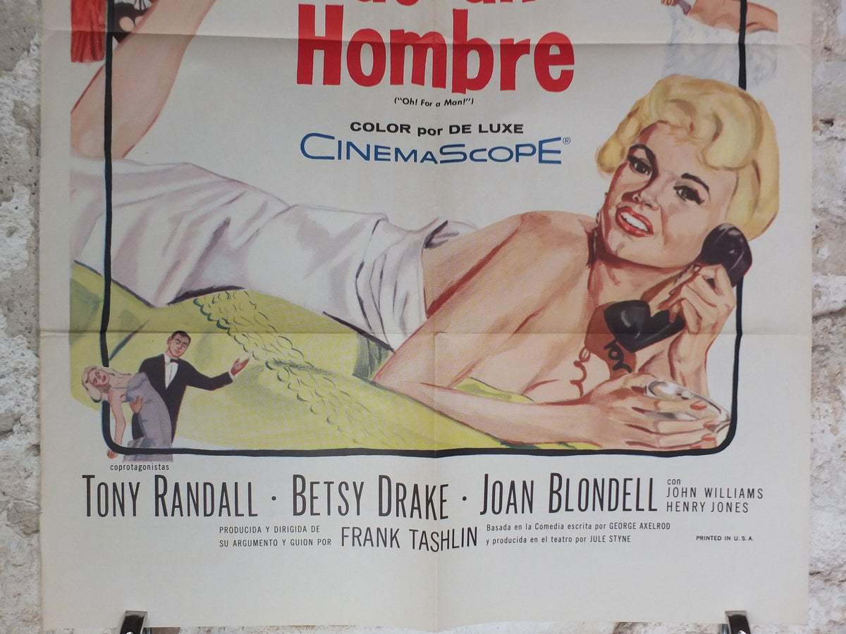 Original Vintage Movie Poster Oh for a Man Jayne Mansfield Rock Hunter Spanish 1957 1950s wall art US one sheet cinema film memorabilia
