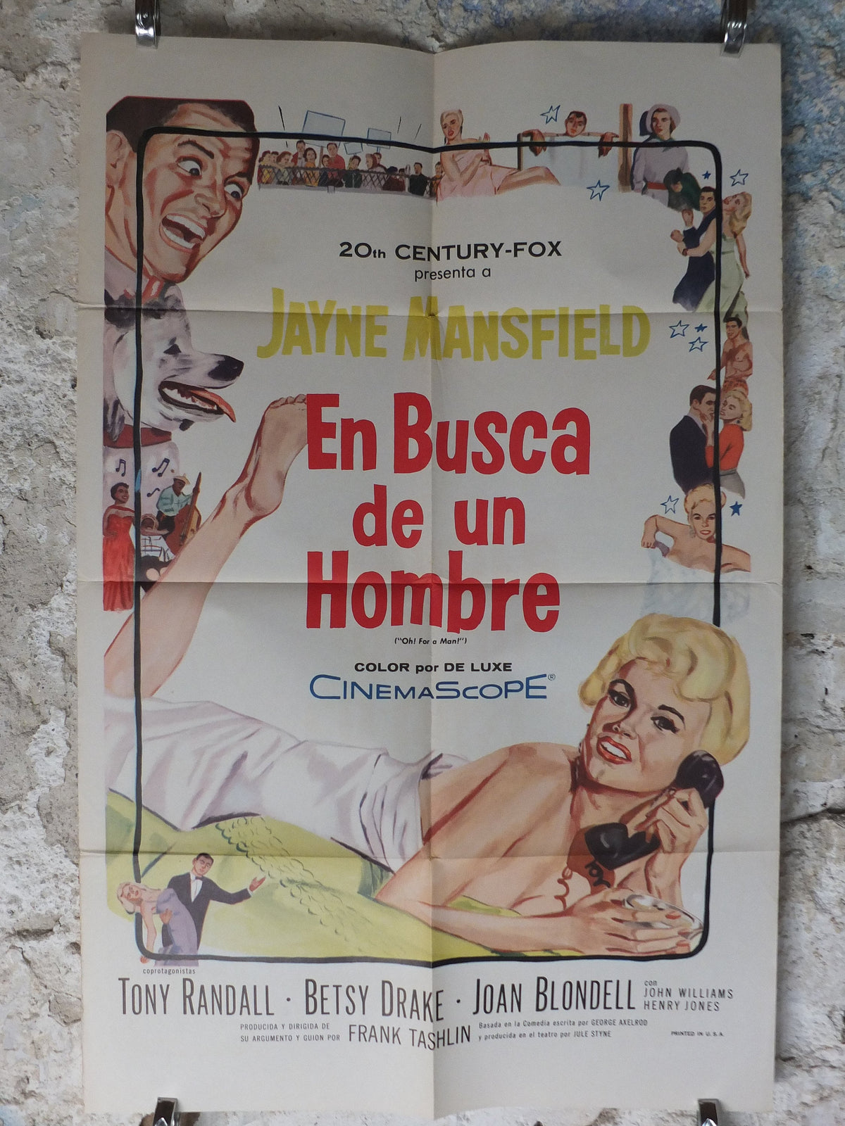 Original Vintage Movie Poster Oh for a Man Jayne Mansfield Rock Hunter Spanish 1957 1950s wall art US one sheet cinema film memorabilia