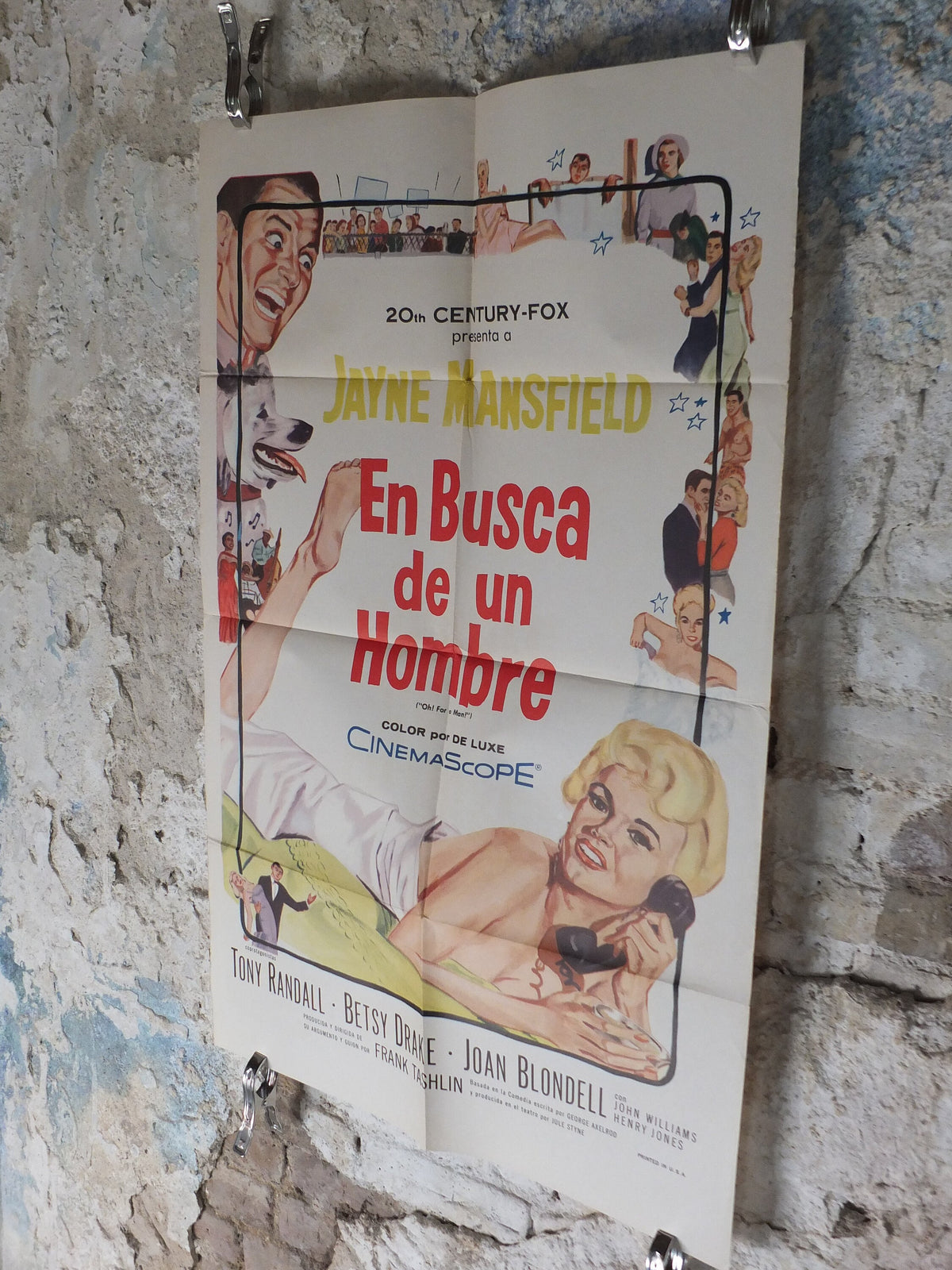 Original Vintage Movie Poster Oh for a Man Jayne Mansfield Rock Hunter Spanish 1957 1950s wall art US one sheet cinema film memorabilia