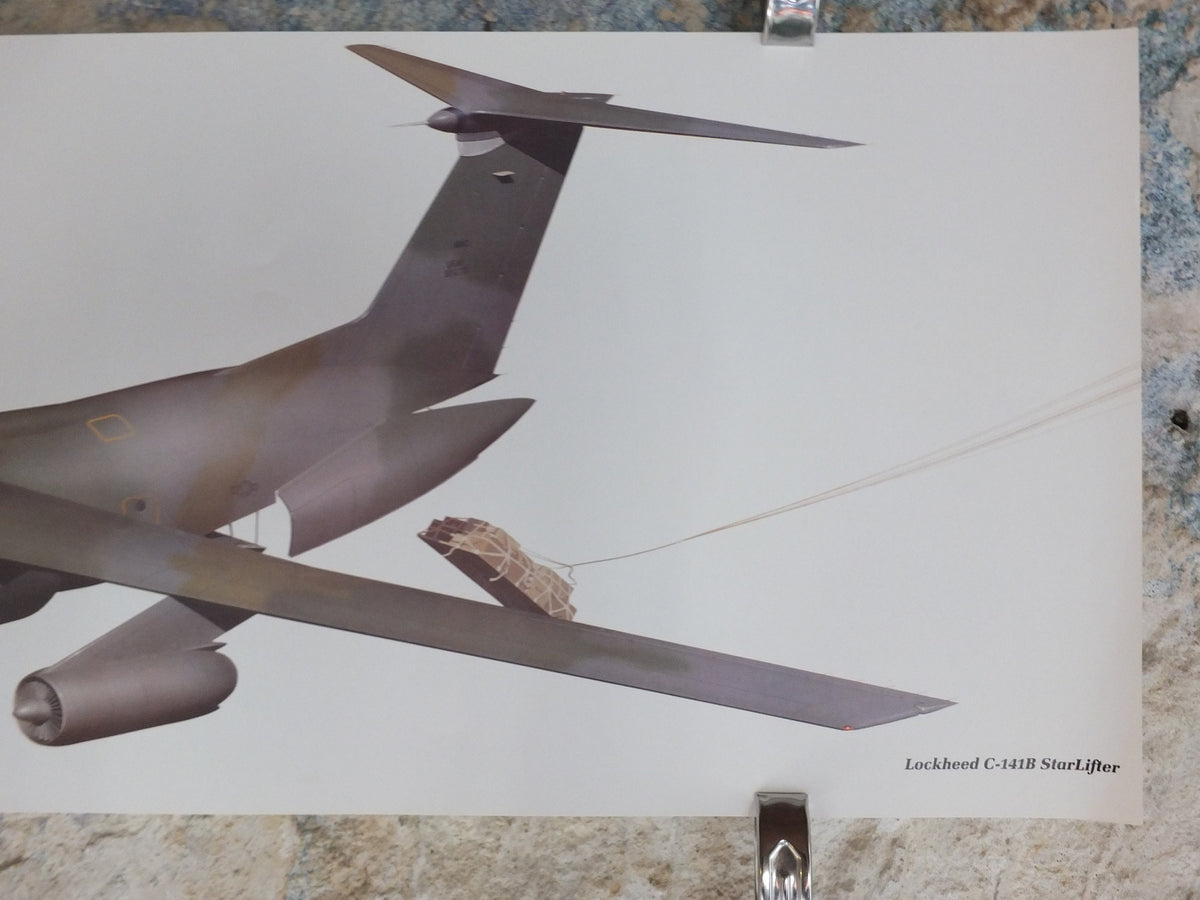 Original Vintage Poster Lockheed C-141B Starlifter military air force airplane aeroplane wall art 1980s