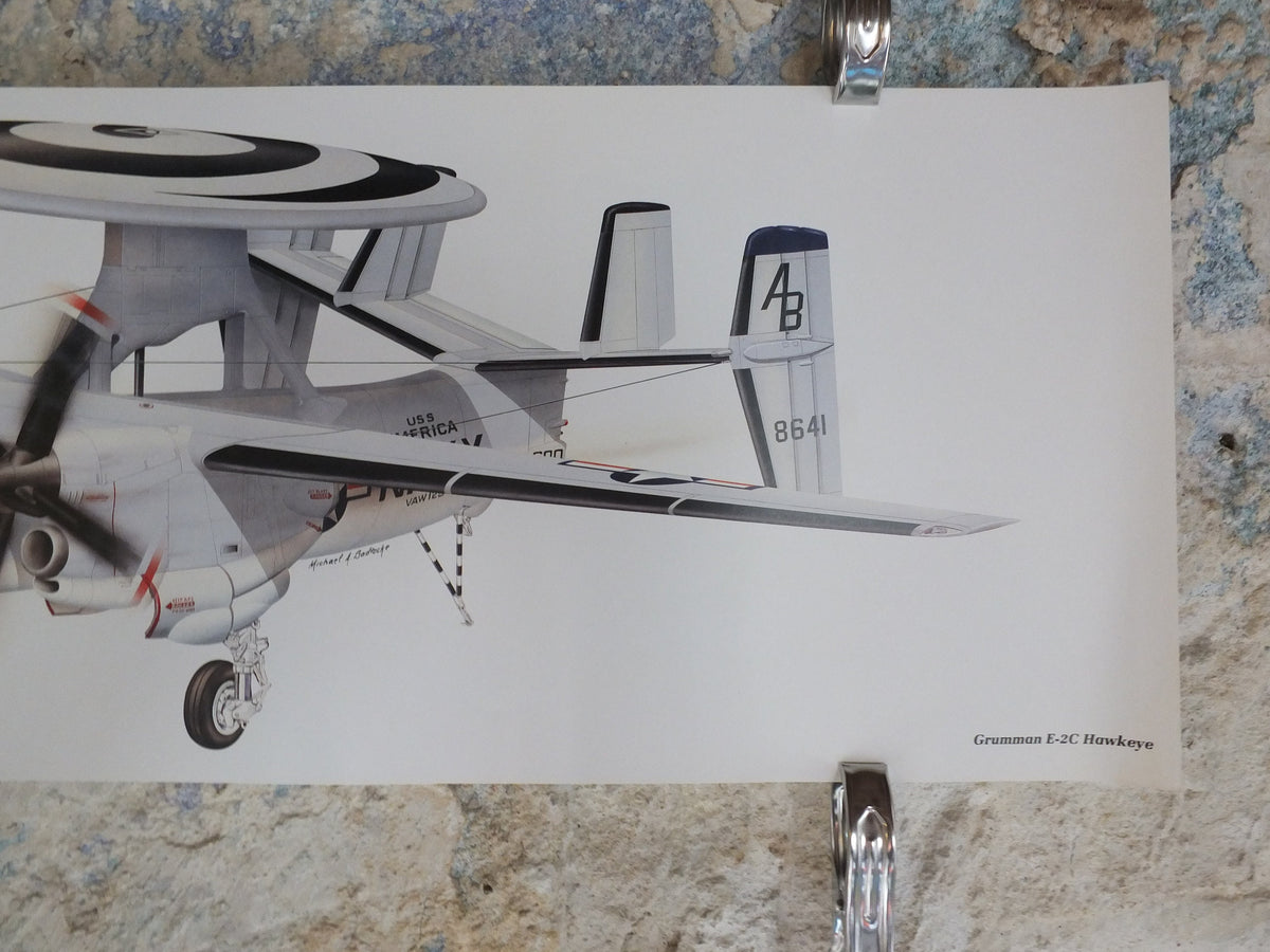 Original Vintage Poster Grumman E-2C Hawkeye – Michael A Badrocke military air force airplane aeroplane wall art 1980s