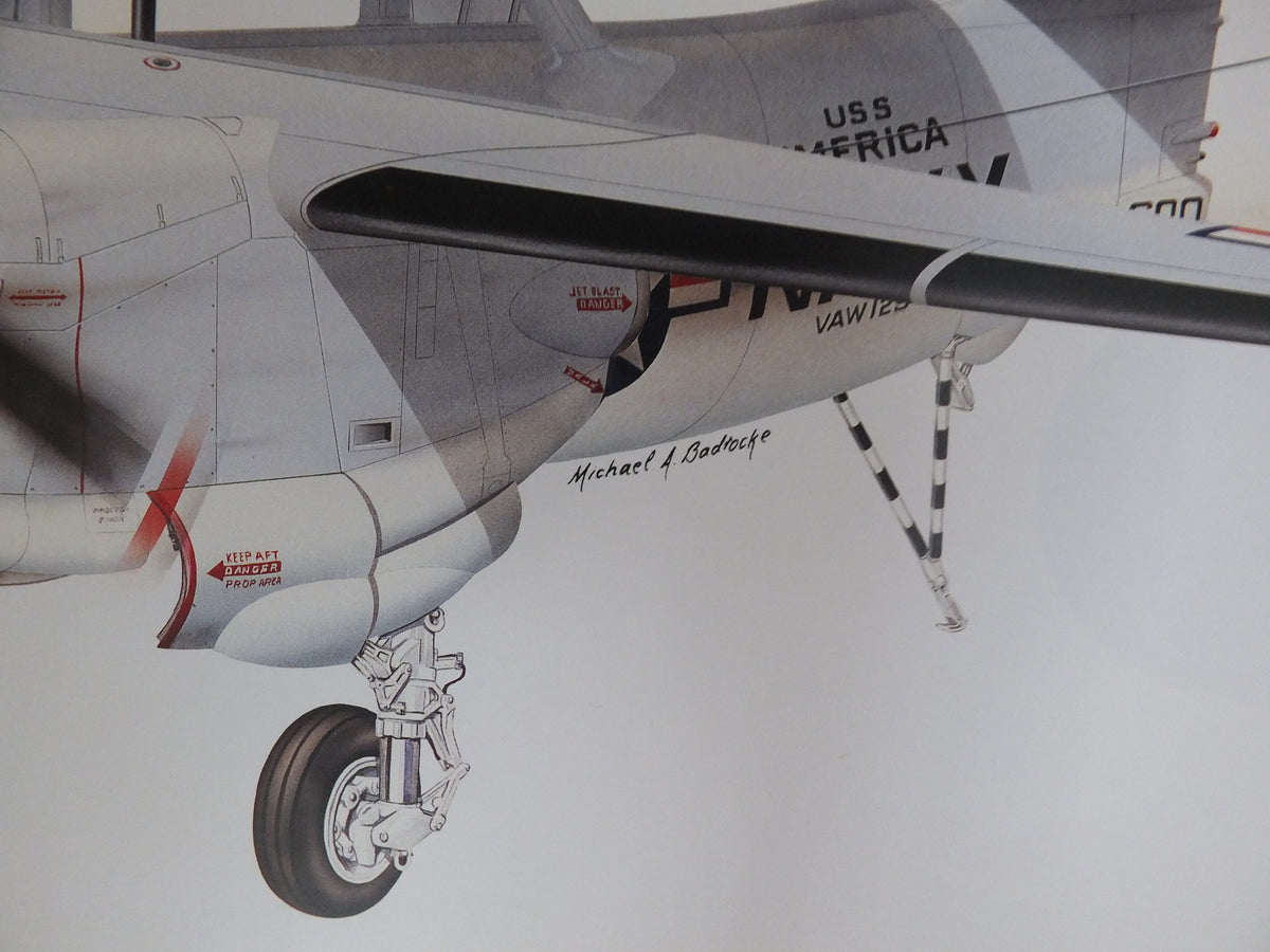 Original Vintage Poster Grumman E-2C Hawkeye – Michael A Badrocke military air force airplane aeroplane wall art 1980s