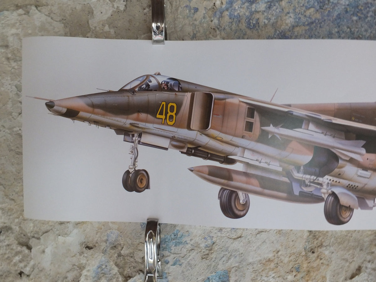 Original Vintage Poster Mikoyan-Gurevich MiG-27 ‘Flogger-D” military air force airplane aeroplane wall art 1980s
