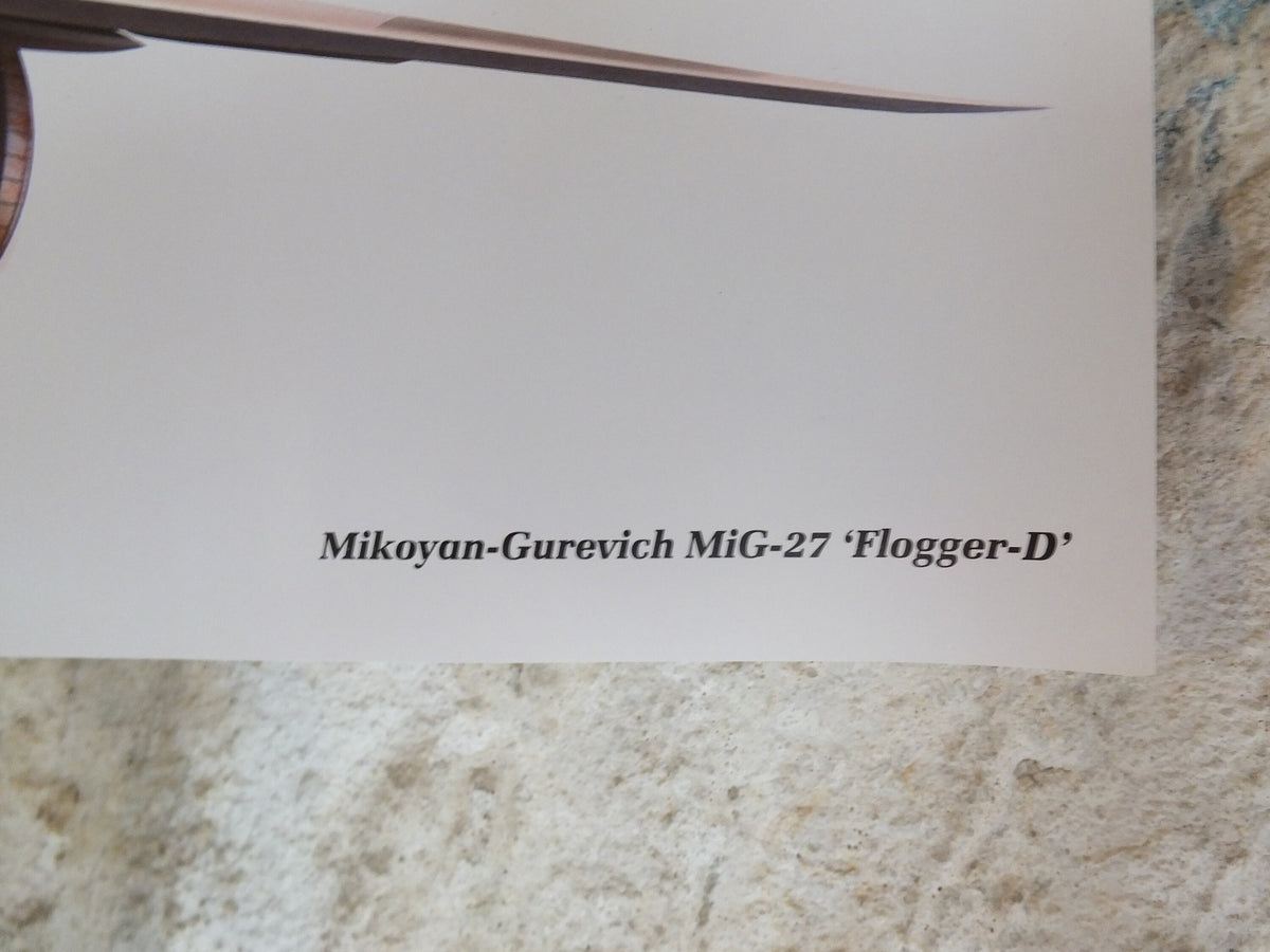 Original Vintage Poster Mikoyan-Gurevich MiG-27 ‘Flogger-D” military air force airplane aeroplane wall art 1980s
