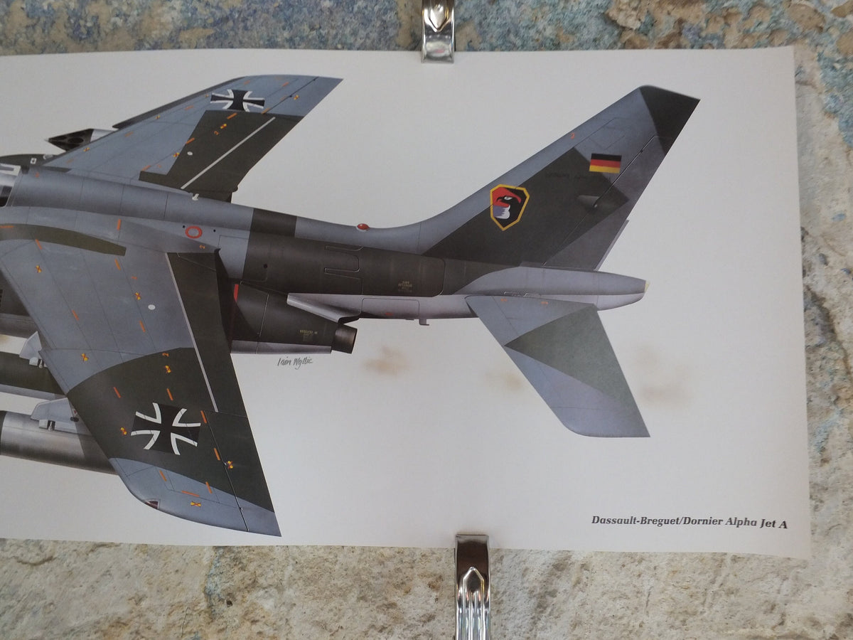 Original Vintage Poster Dassault-Breguet/Dornier Alpha Jet A by Iain Wyllie military air force airplane aeroplane wall art 1980s