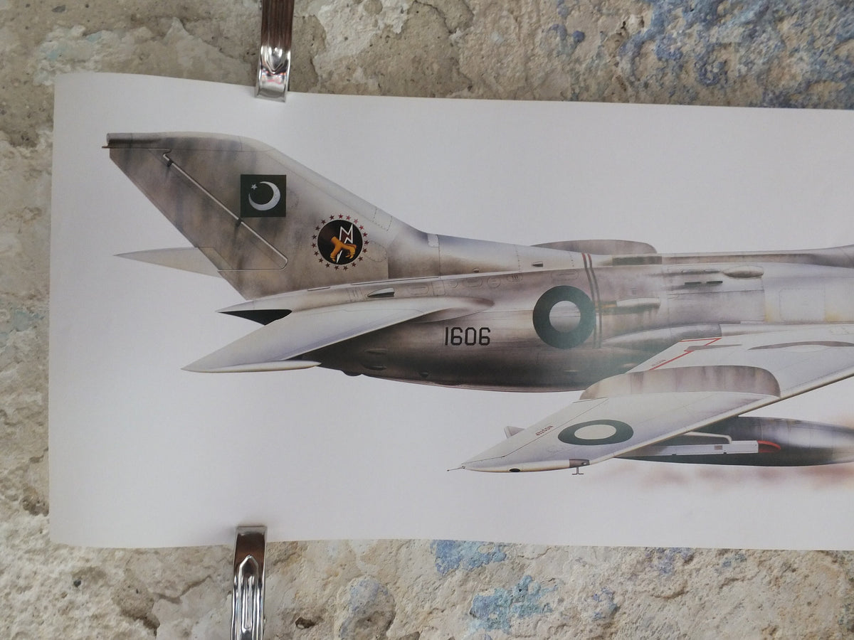 Original Vintage Poster Shenyang J-6 (MiG-19) military air force airplane aeroplane wall art 1980s