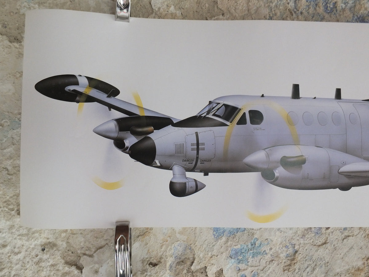 Original Vintage Poster Beech RC-12D by Chris Davey military air force airplane aeroplane wall art 1980s