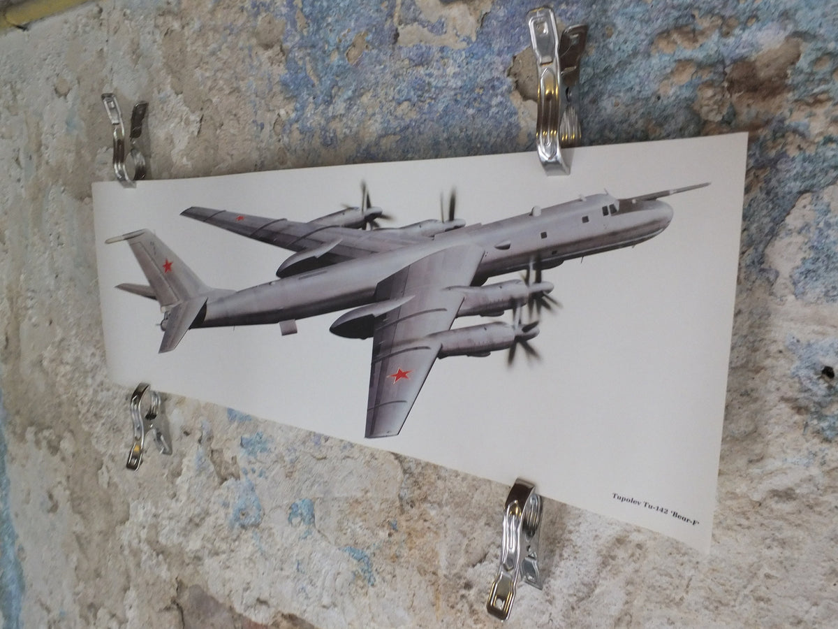 Original Vintage Poster Tupolev Tu-142 “Bear-F” military air force airplane aeroplane wall art 1980s