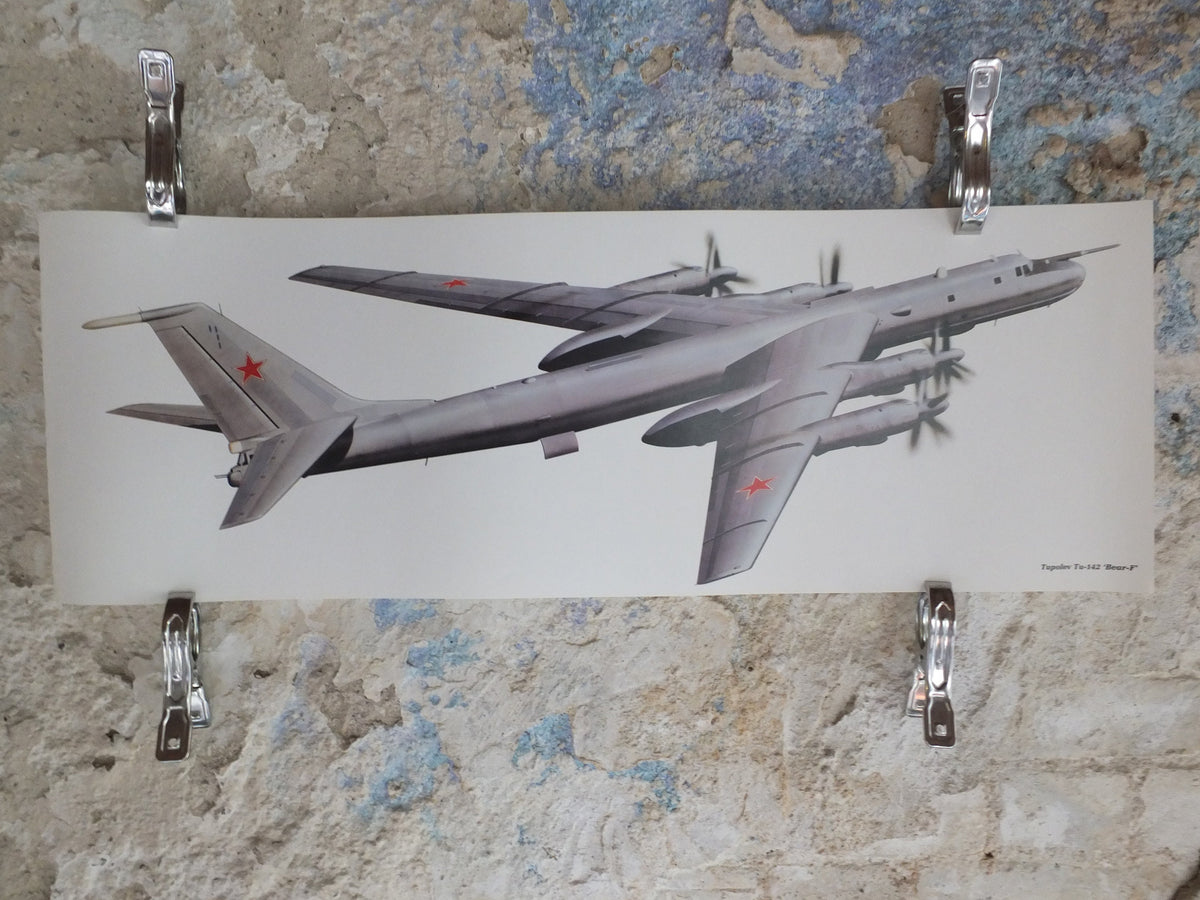 Original Vintage Poster Tupolev Tu-142 “Bear-F” military air force airplane aeroplane wall art 1980s