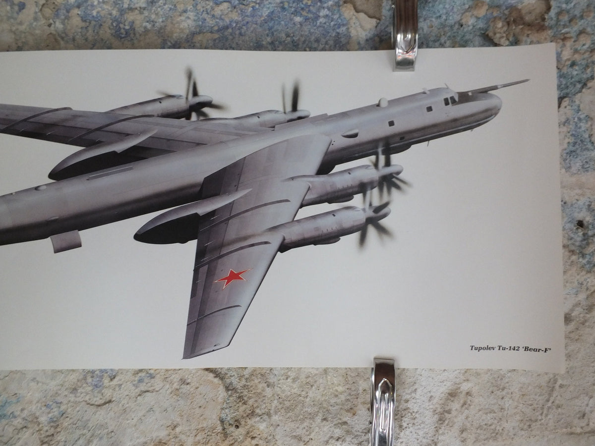 Original Vintage Poster Tupolev Tu-142 “Bear-F” military air force airplane aeroplane wall art 1980s