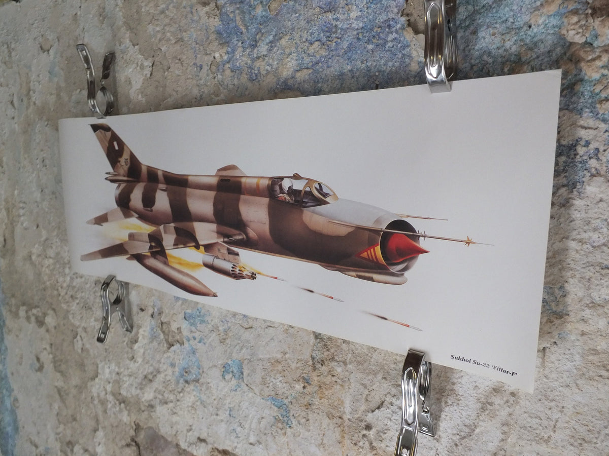 Original Vintage Poster Sukhoi SU-22 “Fitter-F" military air force airplane aeroplane wall art 1980s