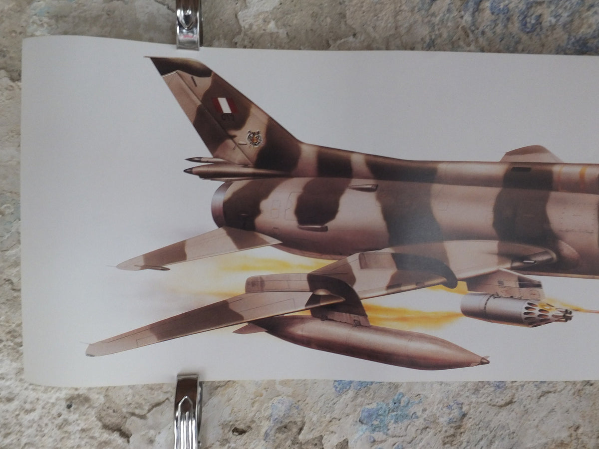Original Vintage Poster Sukhoi SU-22 “Fitter-F" military air force airplane aeroplane wall art 1980s