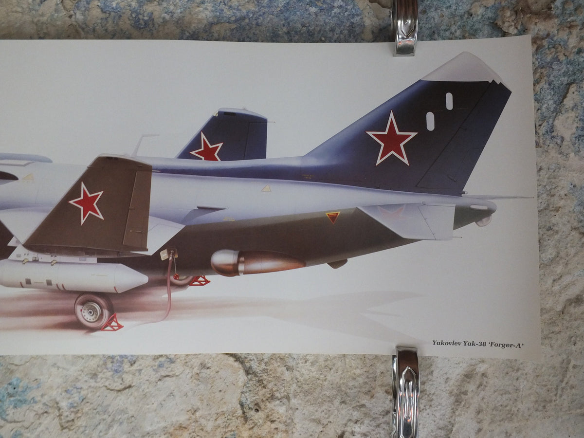 Original Vintage Poster Yukovlev Yak-38 ‘Forger-A’ military air force airplane aeroplane wall art 1980s