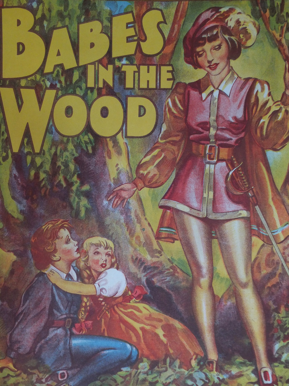 Original Vintage British Babes in the Wood Pantomime poster theatre taylors wombwell art deco nouveau print lithograph wall art 1930s