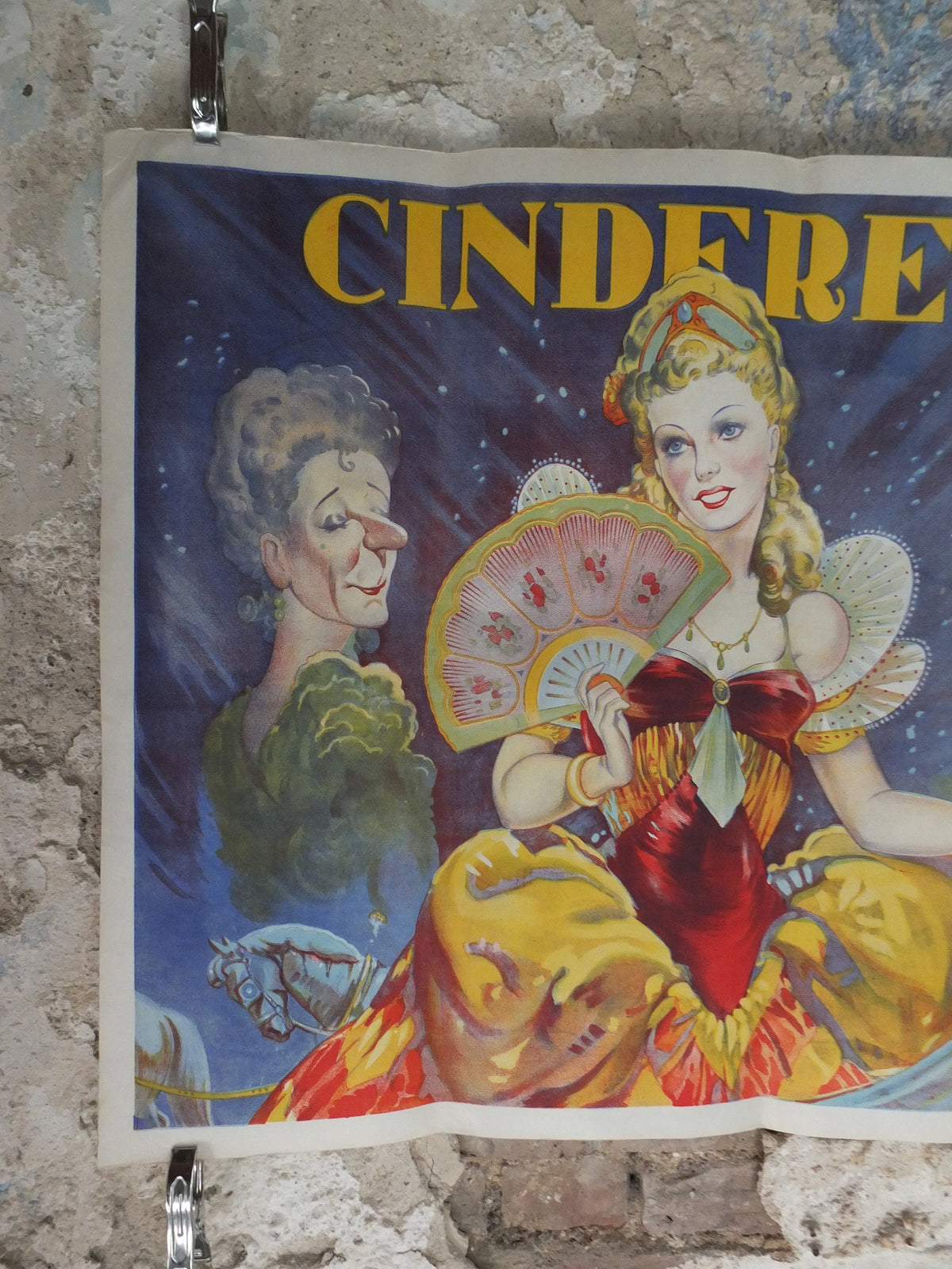 1930s Cinderella Poster, Pantomime theatre, Taylors of Wombwell, British panto, original lithograph wall art decor