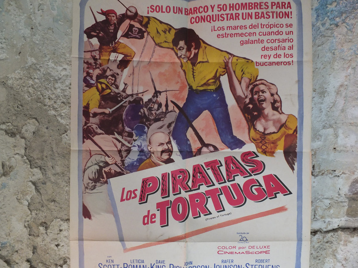Original Vintage Movie Poster Pirates of Tortuga 1961 1960s wall art buccaneer privateer Caribbean US one sheet cinema film memorabilia